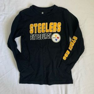 Pittsburgh Steelers Black Long Sleeve Shirt Boys Medium 8 NFL Team Apparel